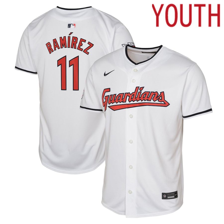 Youth Cleveland Guardians 11 Jose Ramirez Nike White Home Limited Player MLB Jersey